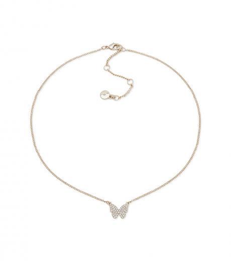 gold pave butterfly pendant necklace