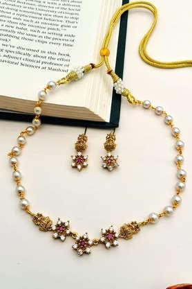gold plated antique necklace with pair of earrings