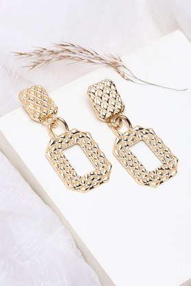 gold plated party designer stone drop earring for women