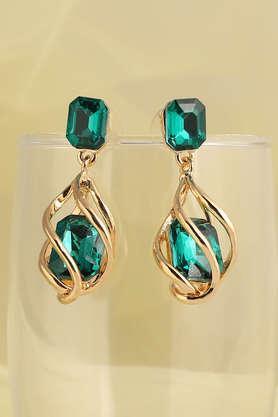 gold plated party designer stone drop earring for women