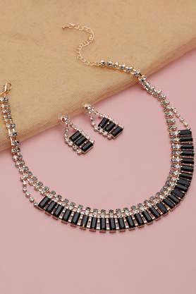 gold plated party designer stone necklace and earring set for women