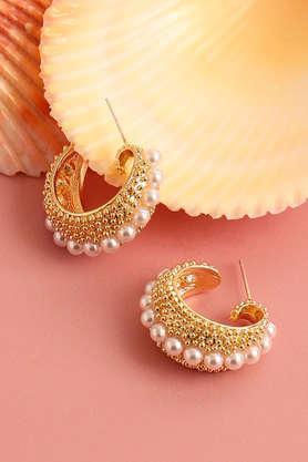 gold plated party pearls drop earring for women