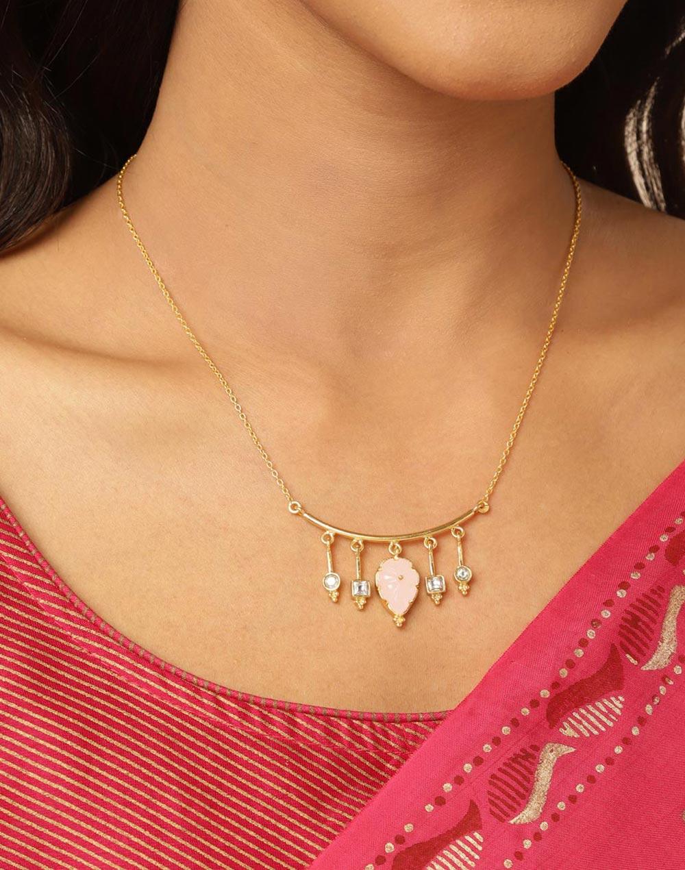 gold plated silver short necklace