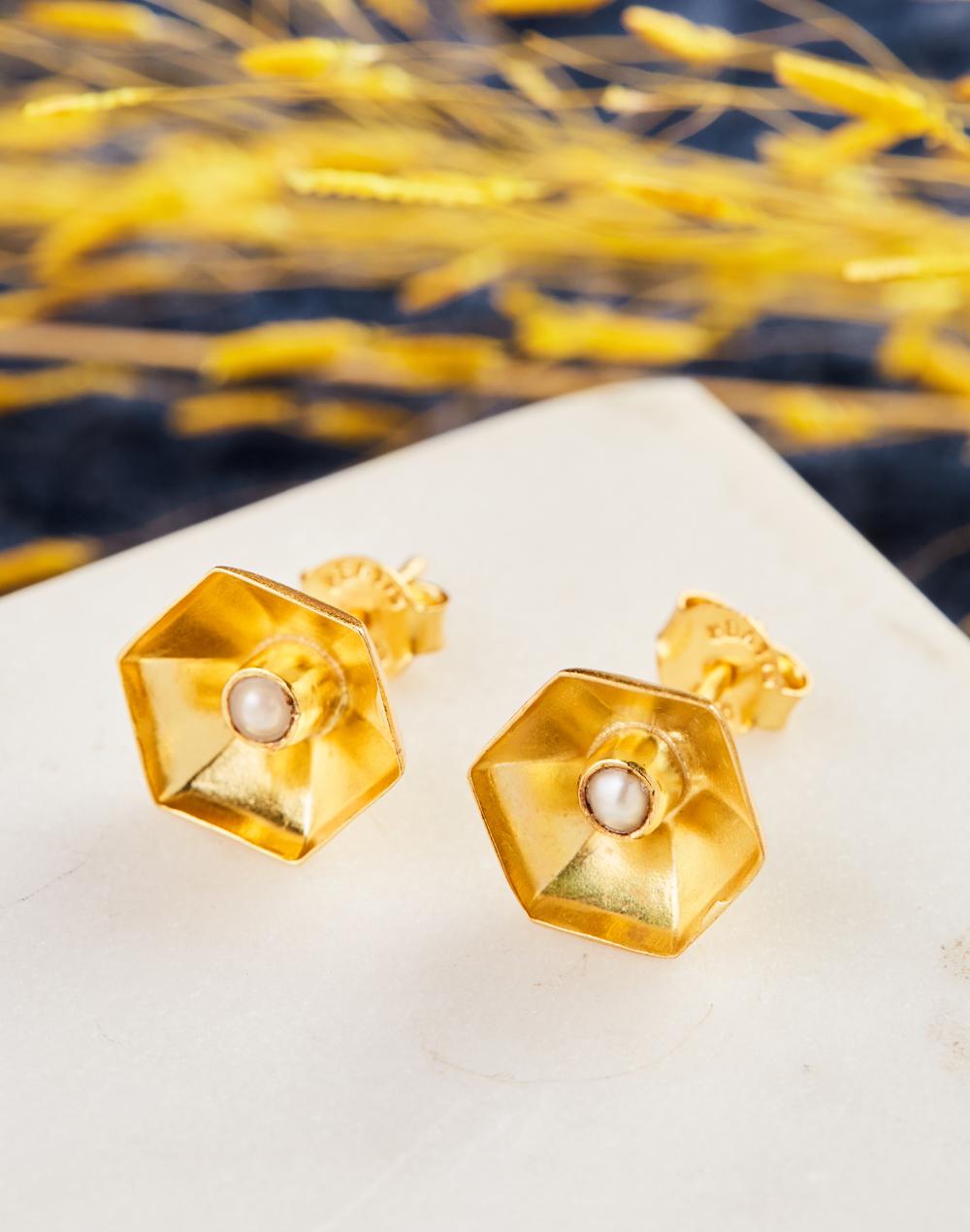 gold plated silver stud earrings