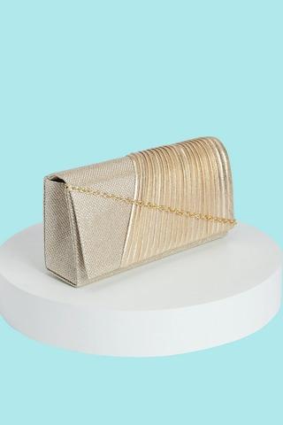 gold pleated casual poly women clutch