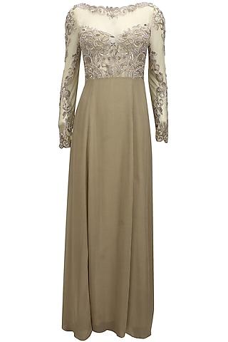 gold sequins and beads embellished sheer princess gown