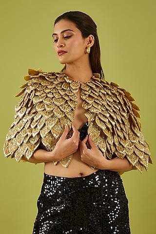 gold sequins georgette embroidered cape
