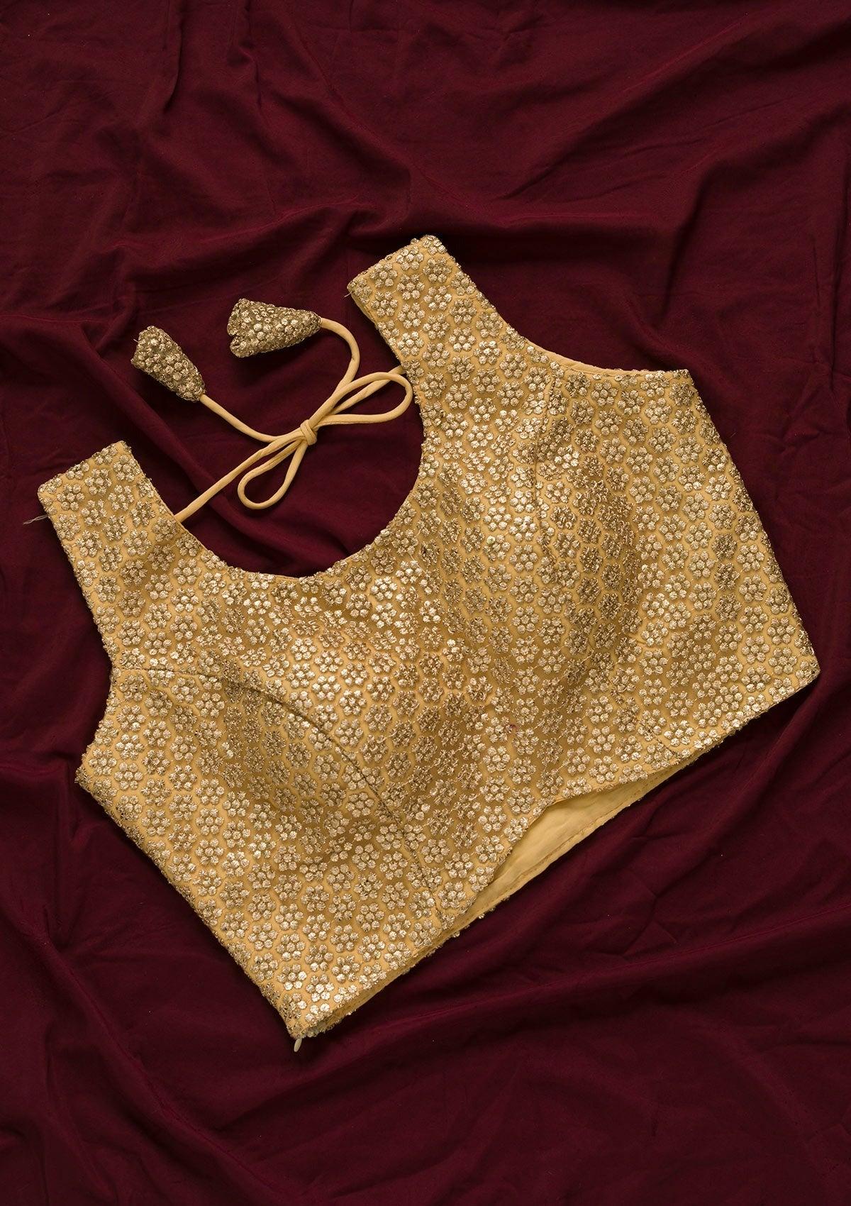 gold sequins net blouse