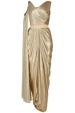 gold shimmer drape saree