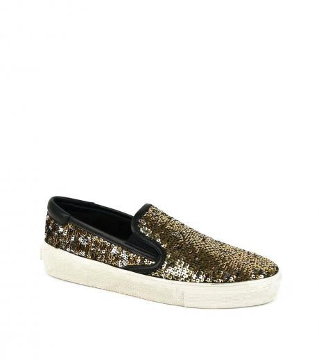 gold silver sequined loafers