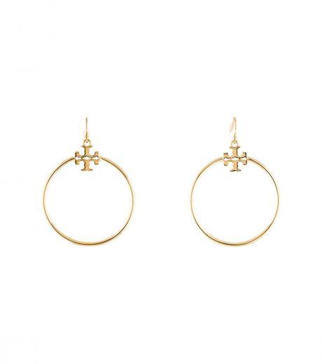 gold stacked t logo hoop earrings