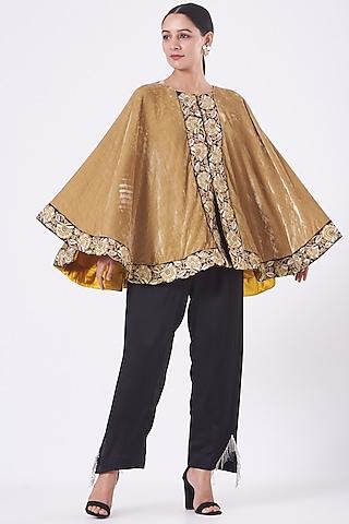 gold velvet embroidered cape