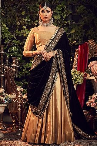 gold & black embroidered lehenga set