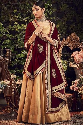 gold & maroon embroidered lehenga set