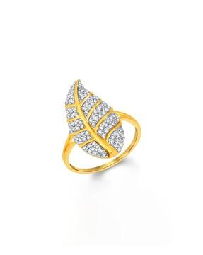 gold & rhodium-plated cubic zirconia-studded ring