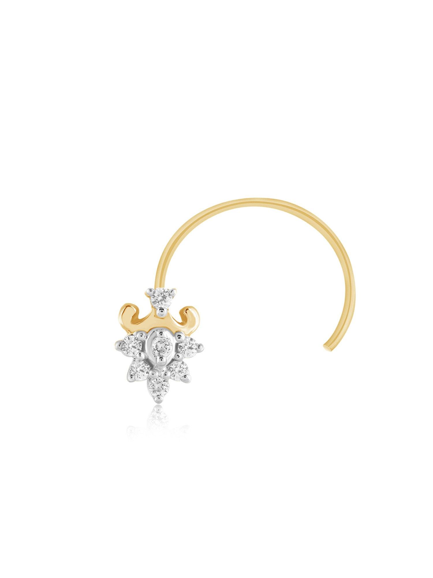 gold 14k yellow gold blossomy diamond nose pin