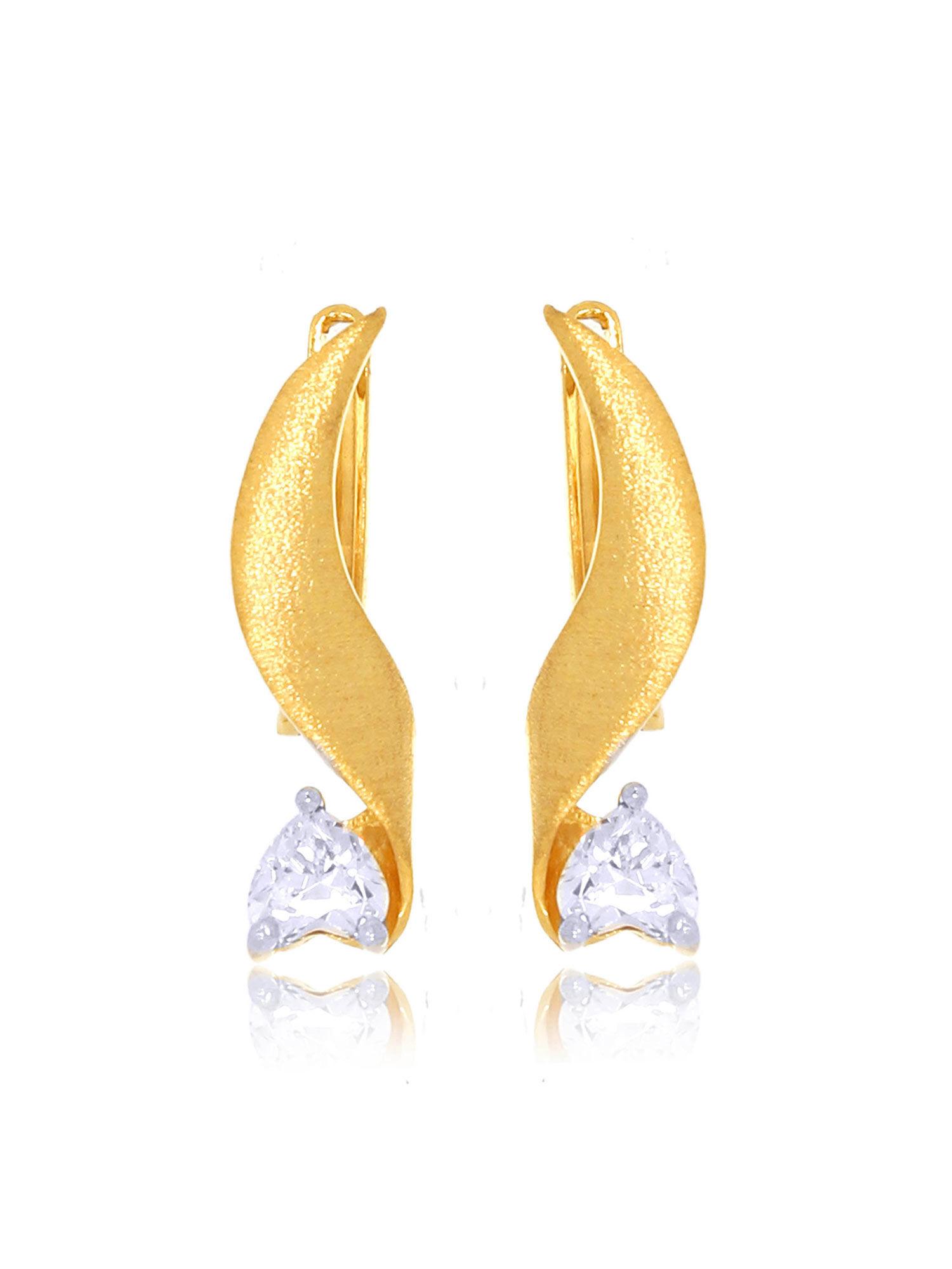 gold 22k yellow gold curvy deco gold hoop studs earrings