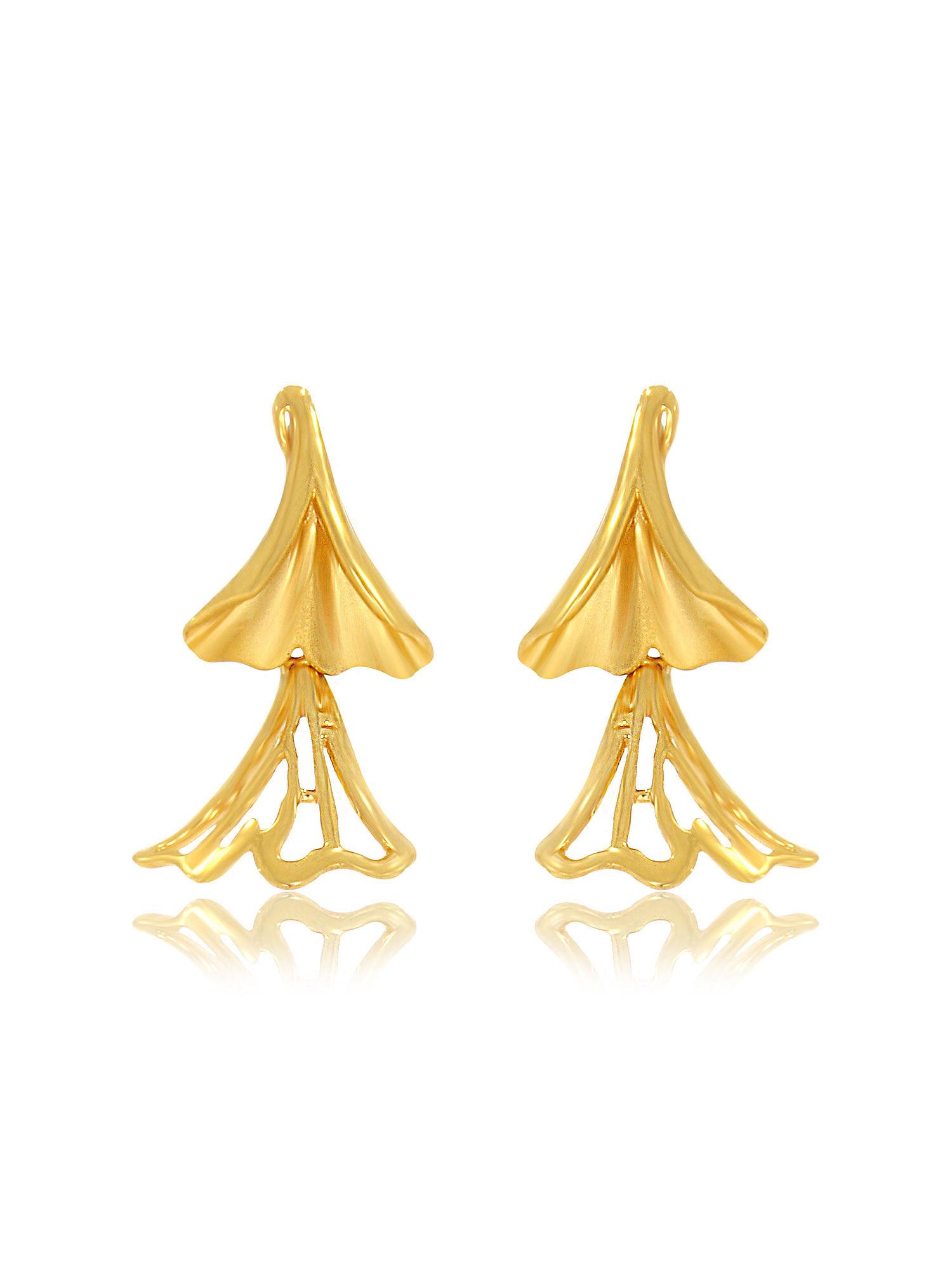 gold 22k yellow gold embracing petal gold studs earrings