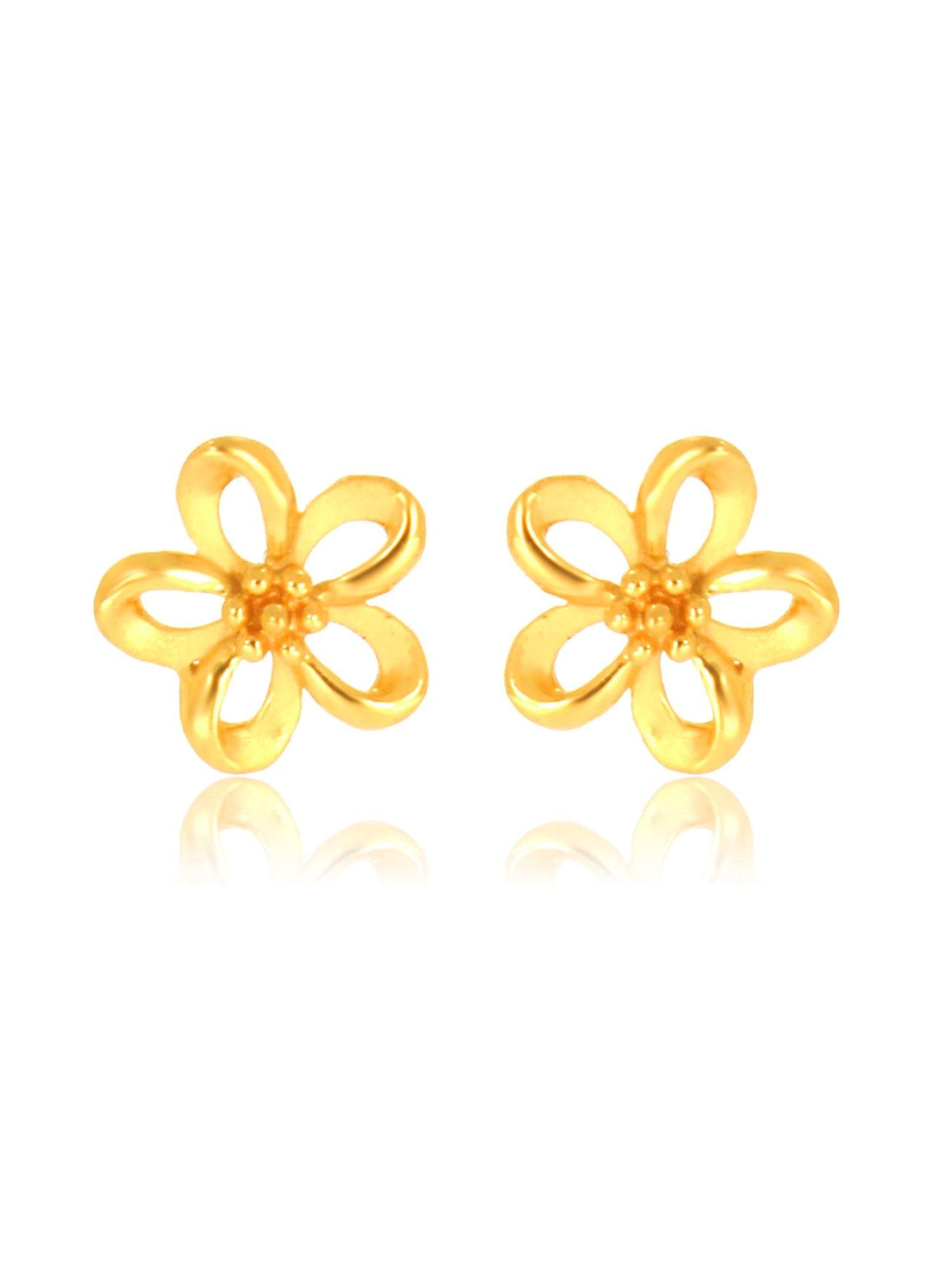 gold 22k yellow gold graceful floral gold studs