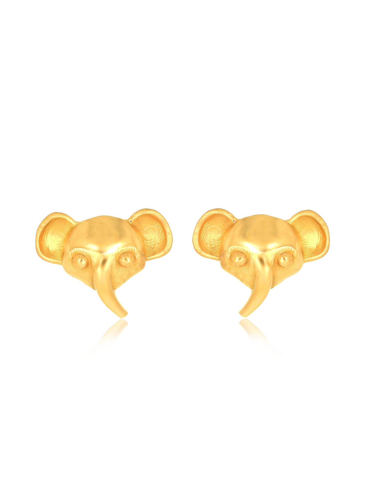gold 22k yellow gold little elephant gold baby studs earrings