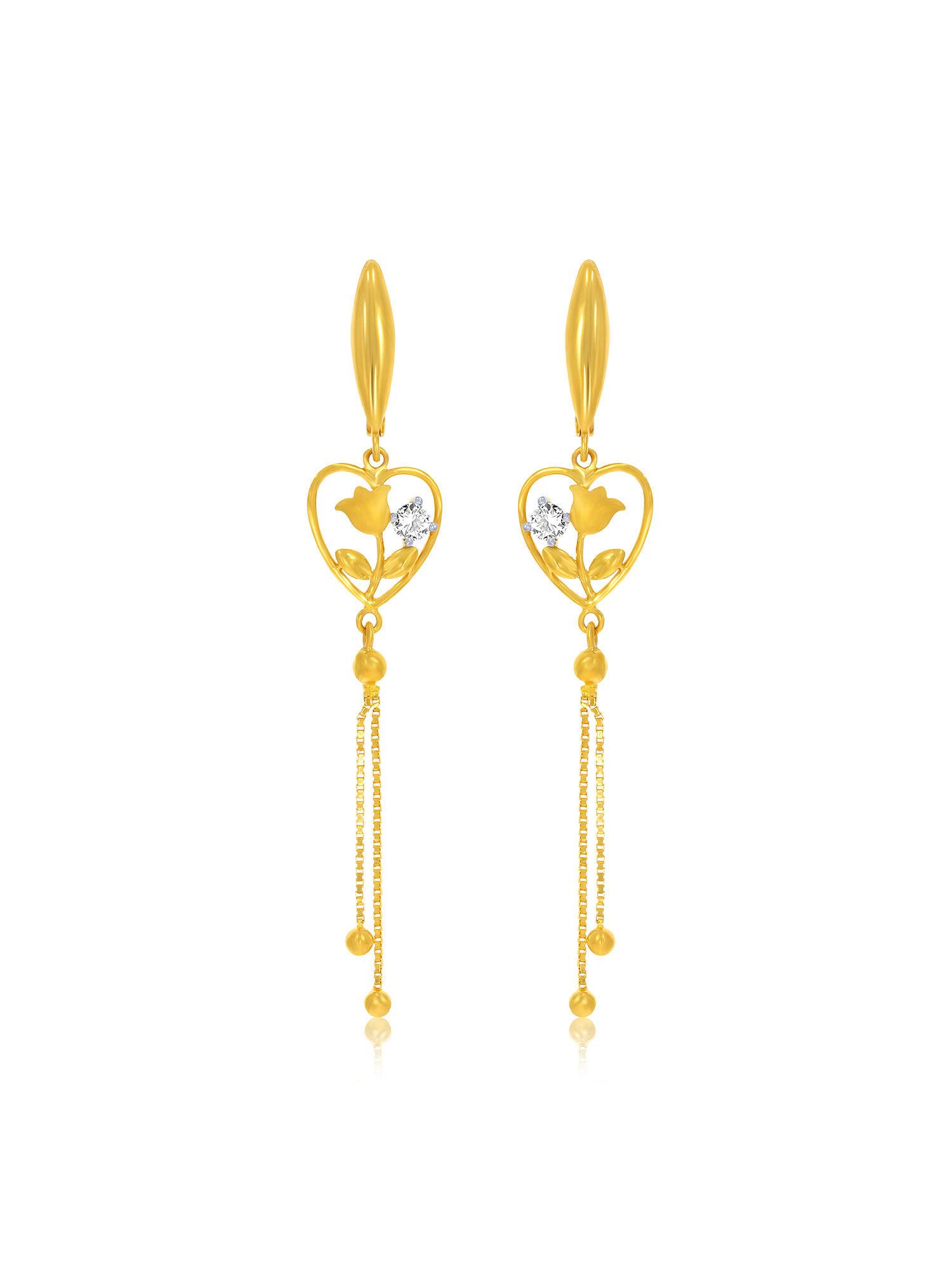 gold 22k yellow gold tulip heartstrings gold drop earrings