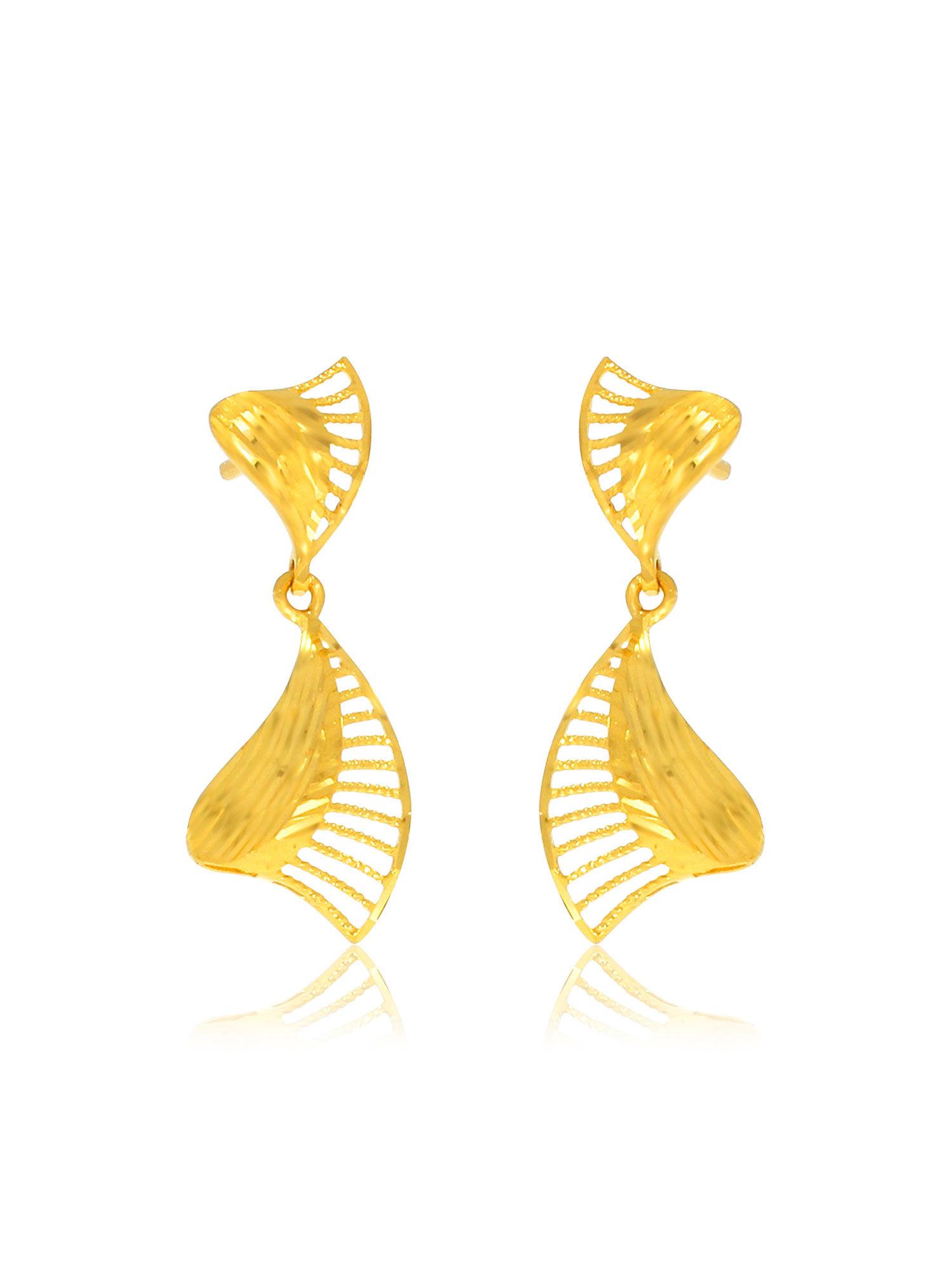 gold 22k yellow gold twisted elegant gold earrings