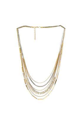 gold and grey multilayered dainty chains boho party necklace