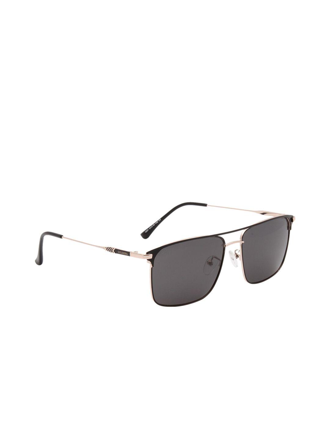 gold berg black lens & gold-toned square sunglasses with uv protected lens gb-1057_c3