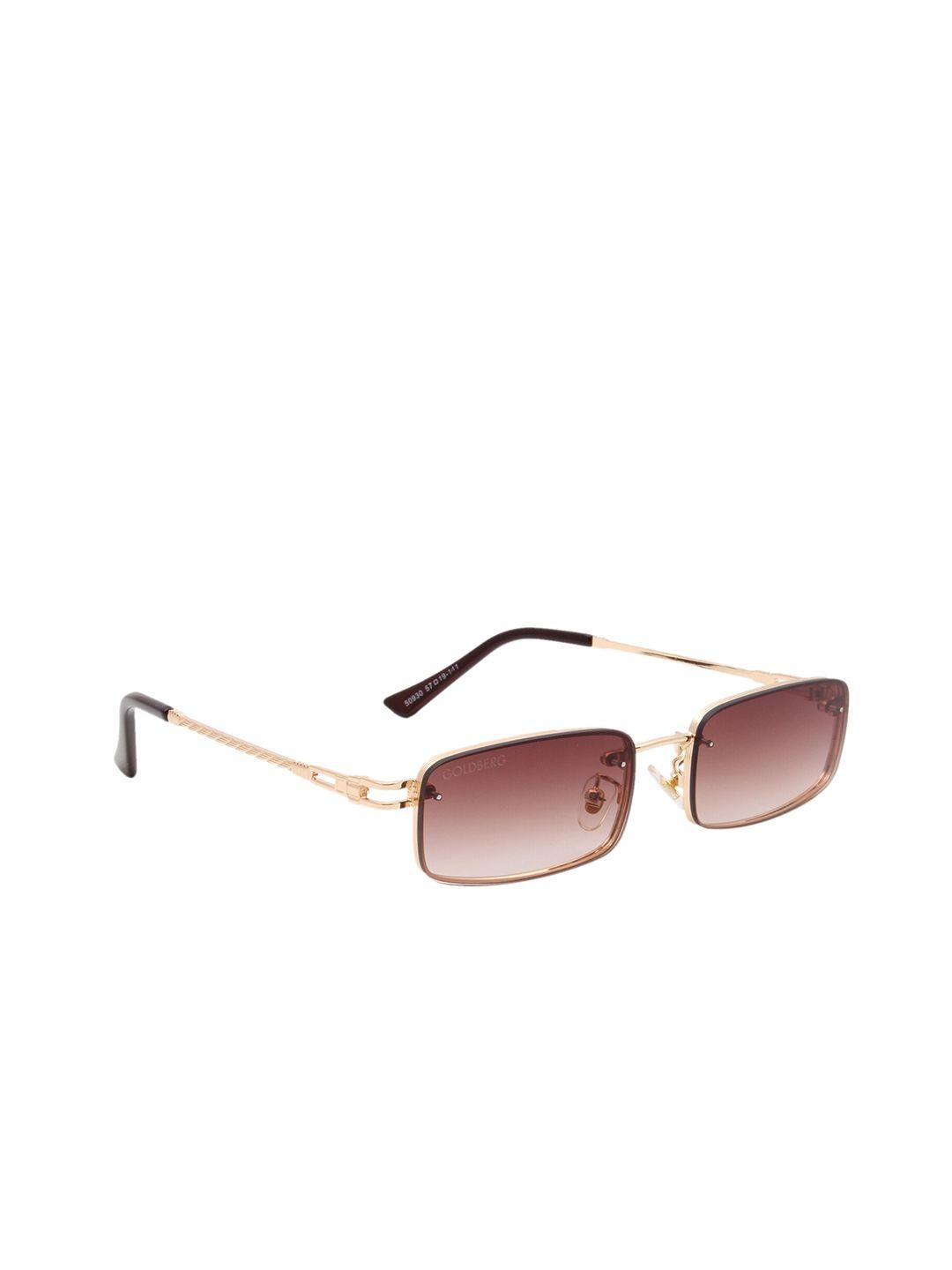 gold berg brown & gold-toned rectangle sunglasses with uv protected lens gb-50930_gld-brn