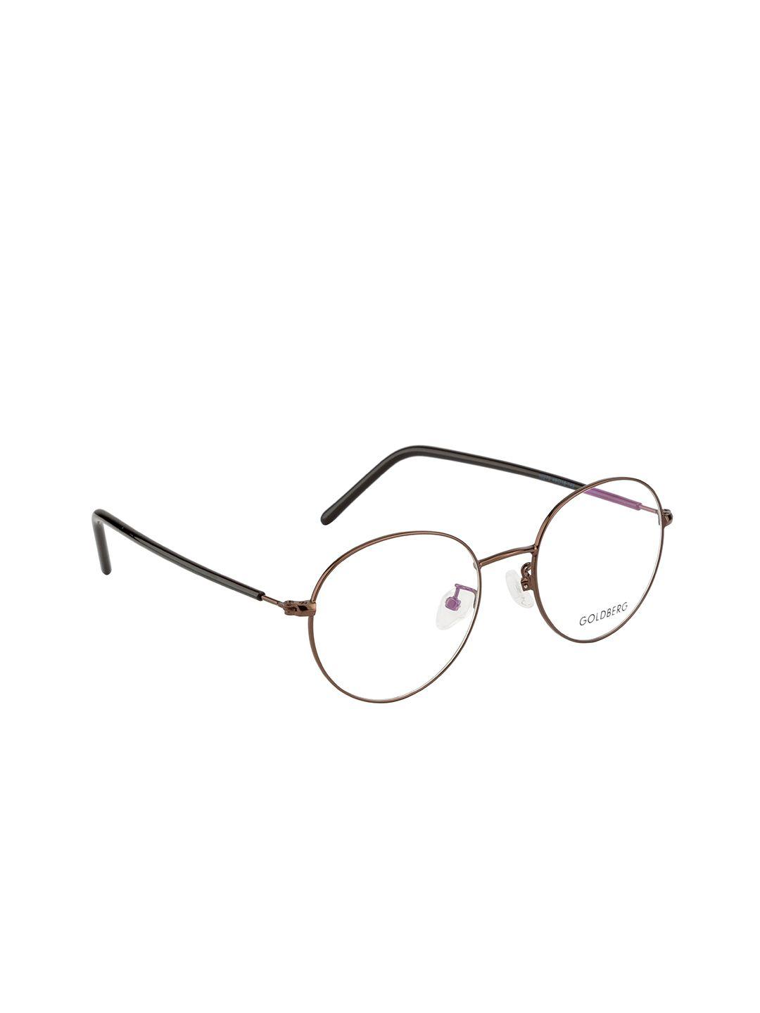 gold berg brown & white full rim round frames eyeglasses