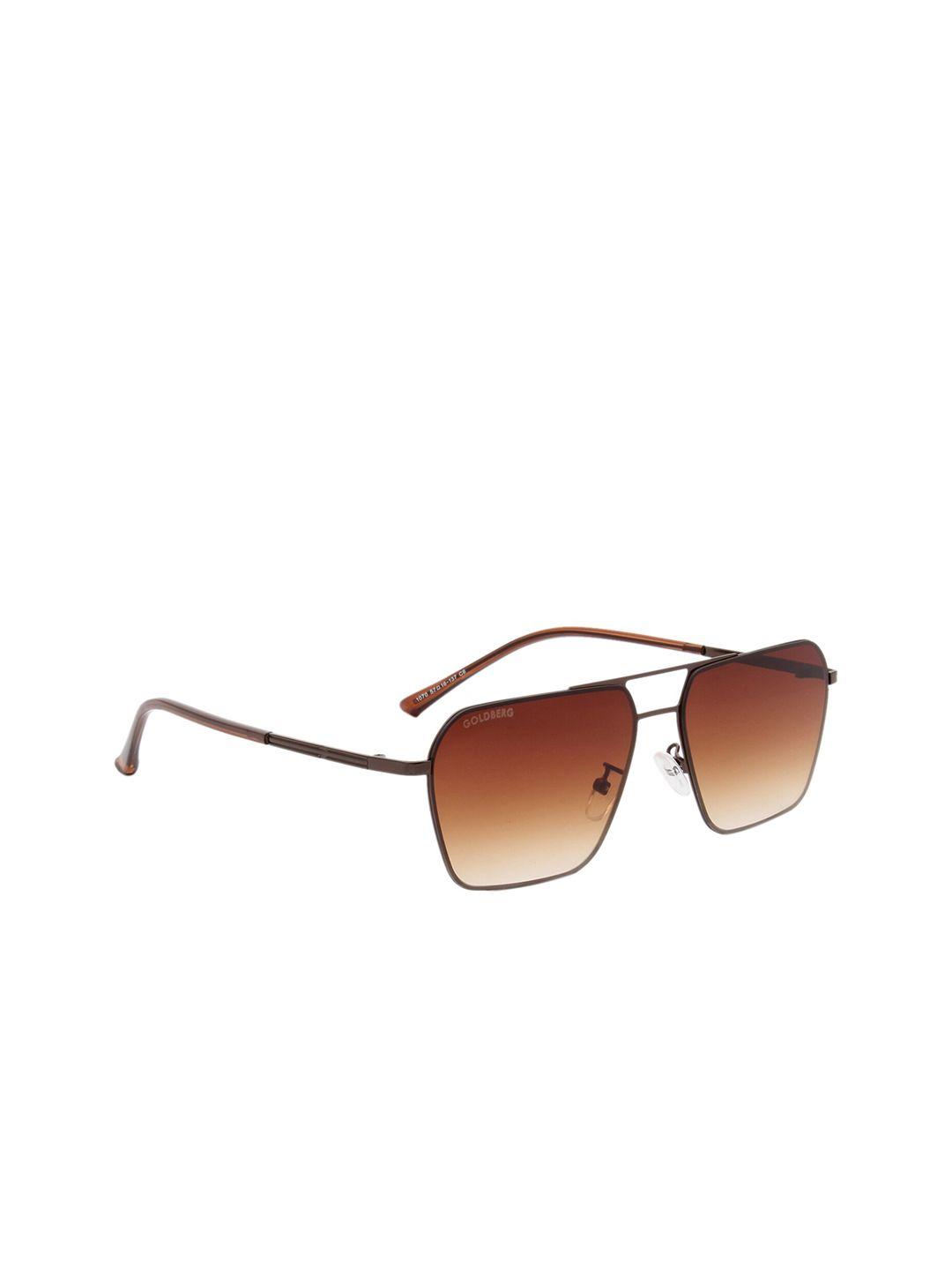 gold berg brown lens & square sunglasses with uv protected lens- gb-1070_brn