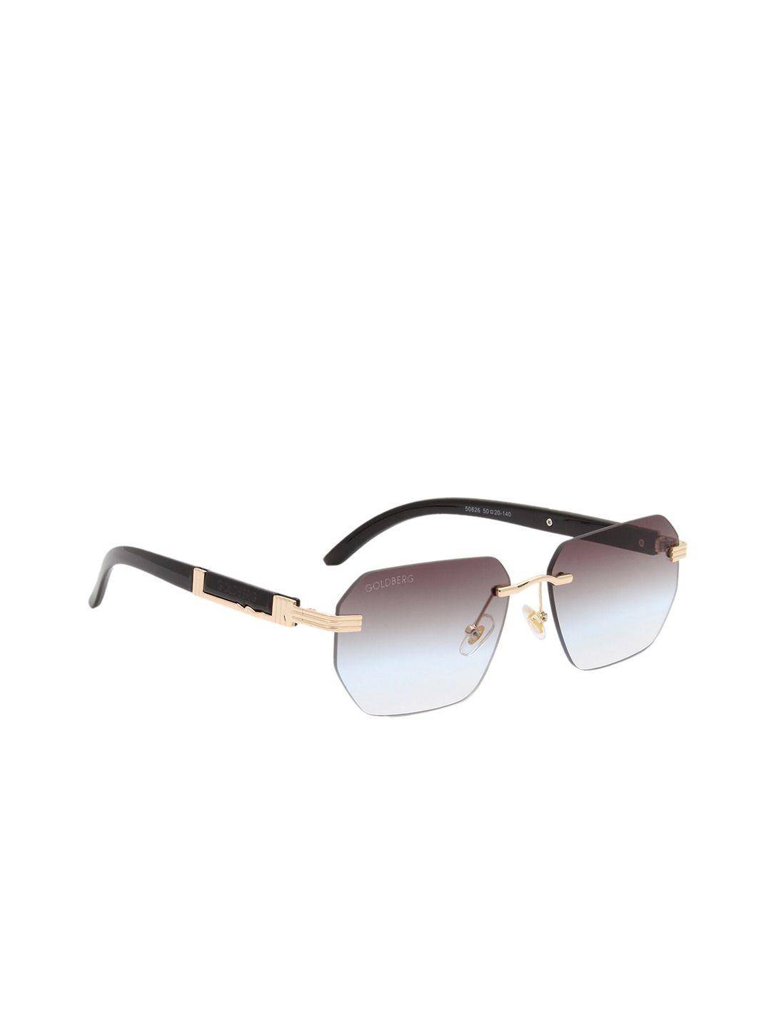 gold berg grey lens & black square sunglasses with uv protected lens gb-50826_gld-blu