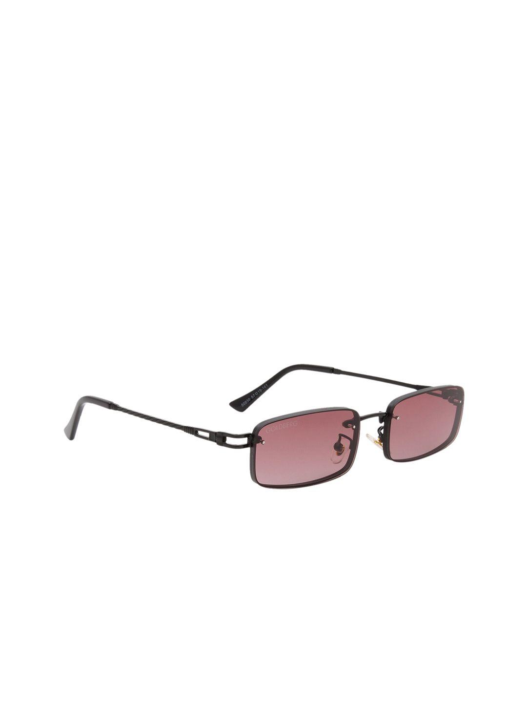 gold berg pink lens & black rectangle sunglasses with uv protected lens- gb-50930_blk-pink