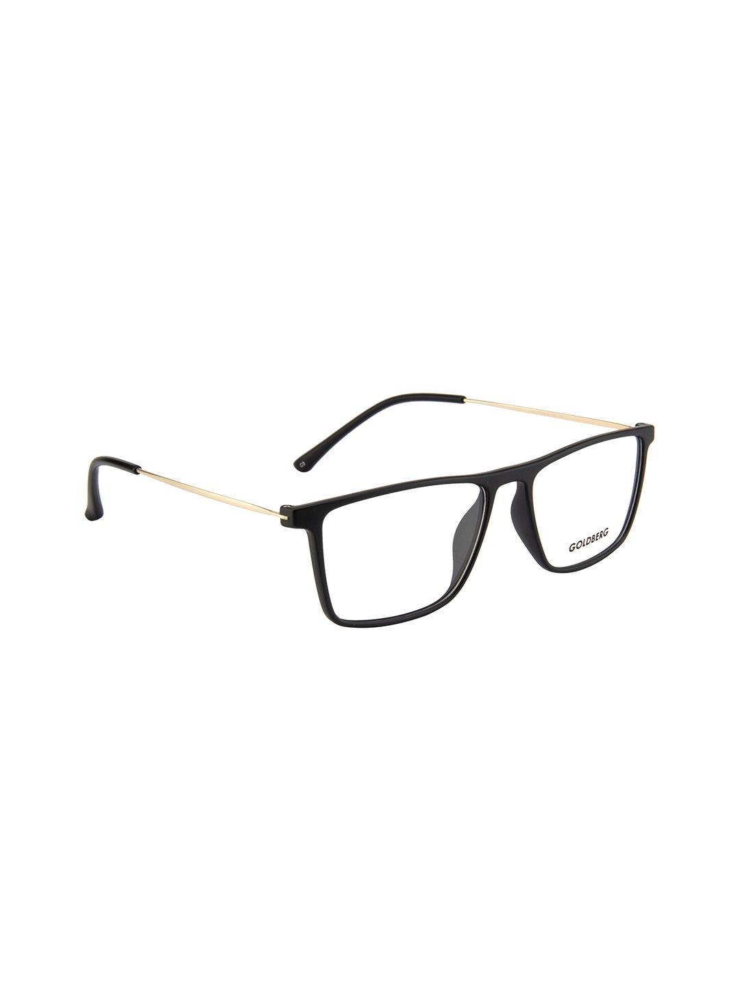 gold berg unisex black & gold-toned solid full rim wayfarer frames eyeglasses