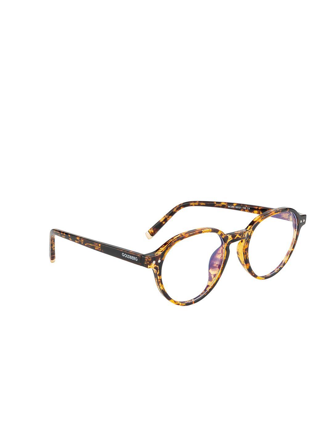 gold berg unisex brown & yellow abstract full rim round frames