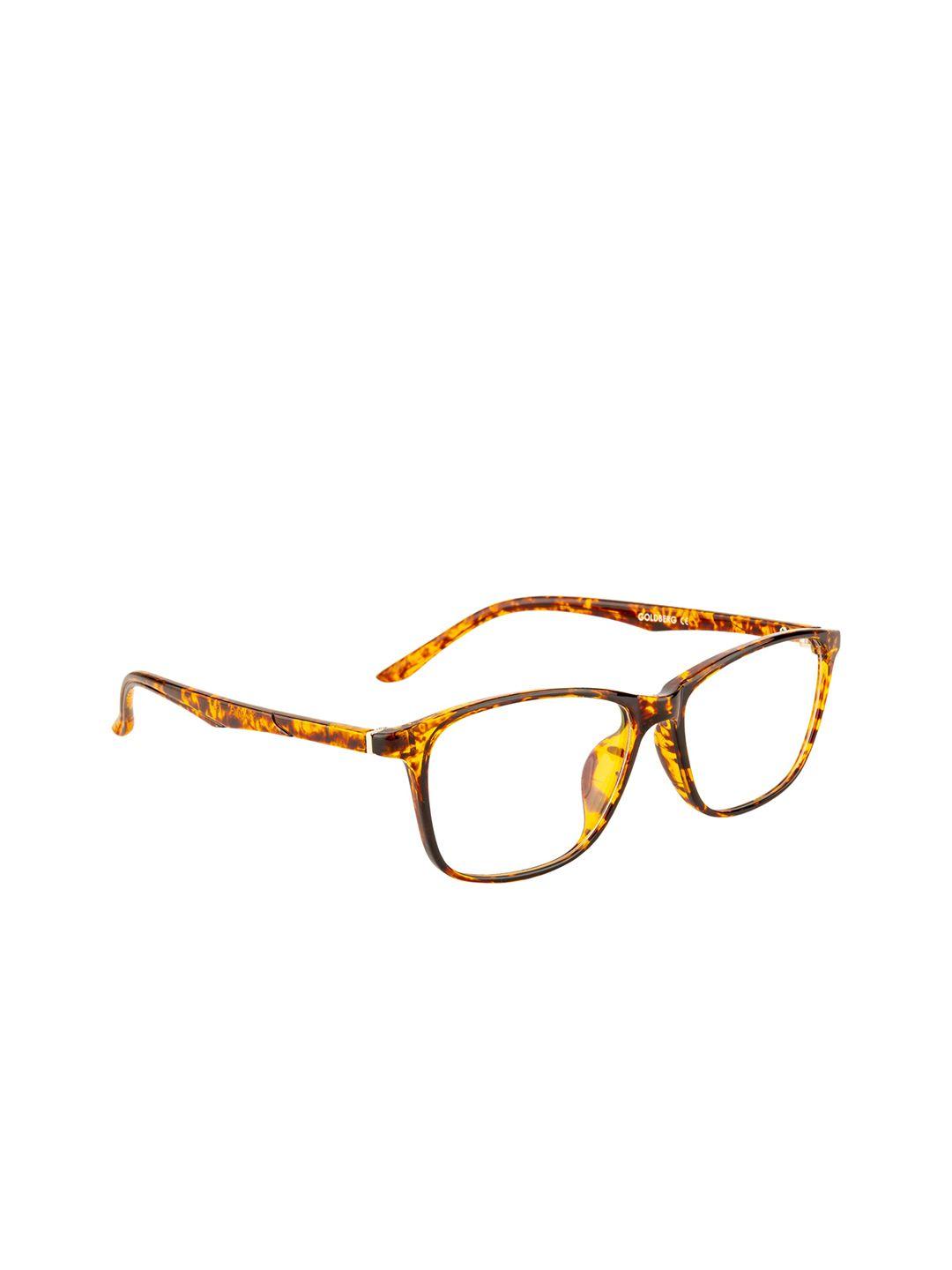 gold berg unisex brown & yellow full rim square frames eyeglasses