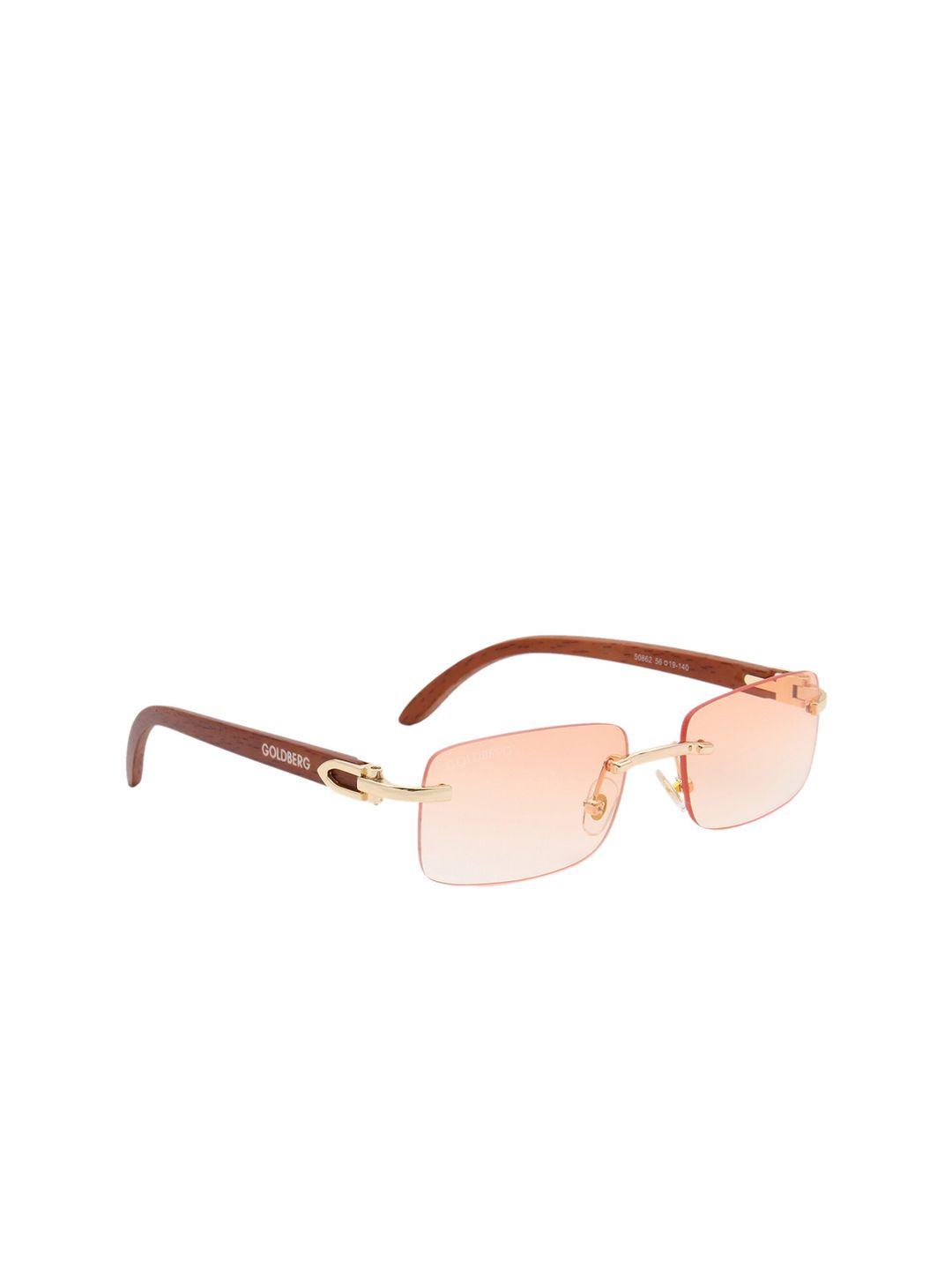 gold berg unisex orange lens & gold-toned rectangle sunglasses with uv protected lens