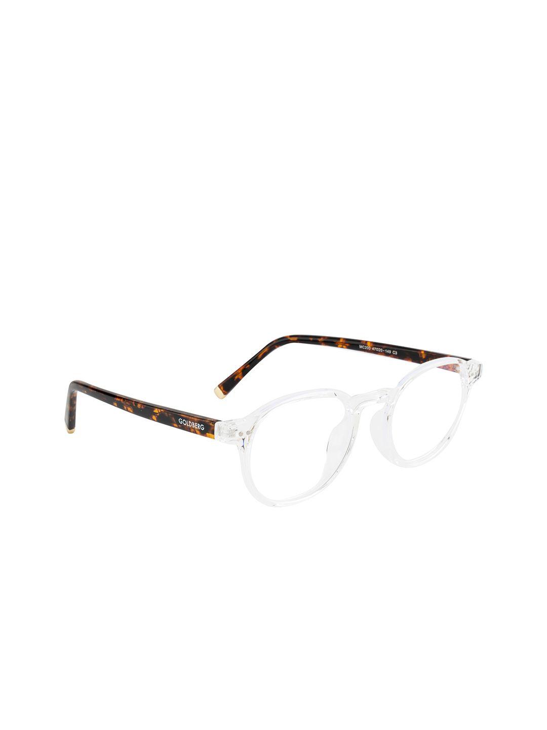 gold berg unisex transparent & brown full rim round frames