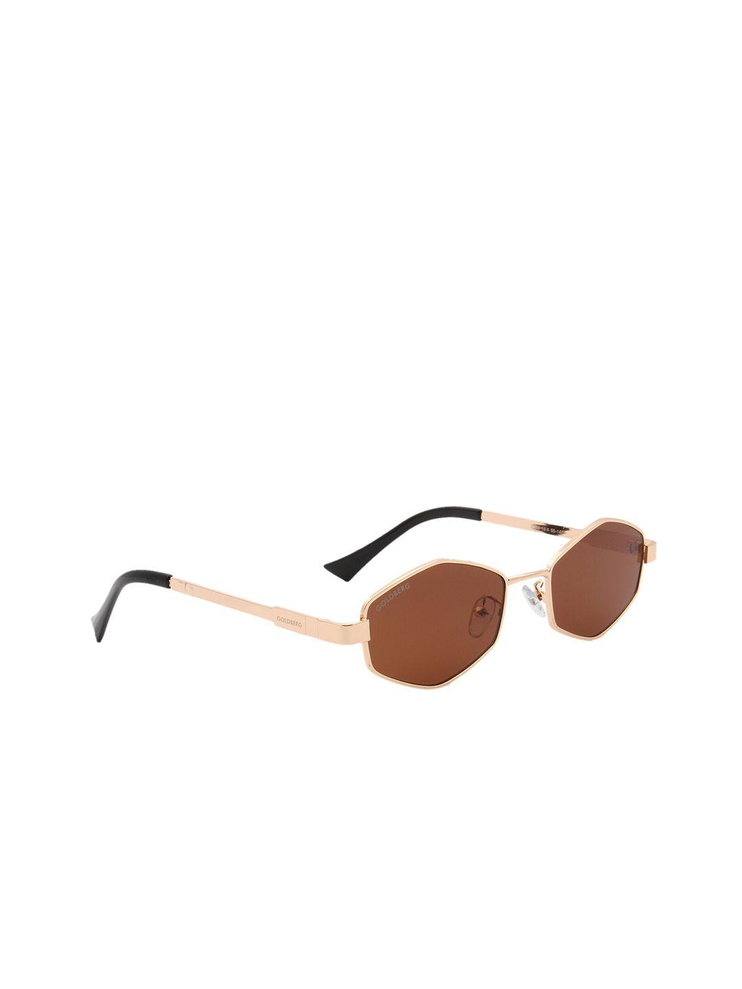 gold berg women brown & gold-toned sunglasses with uv protected lens gb-2189_brn