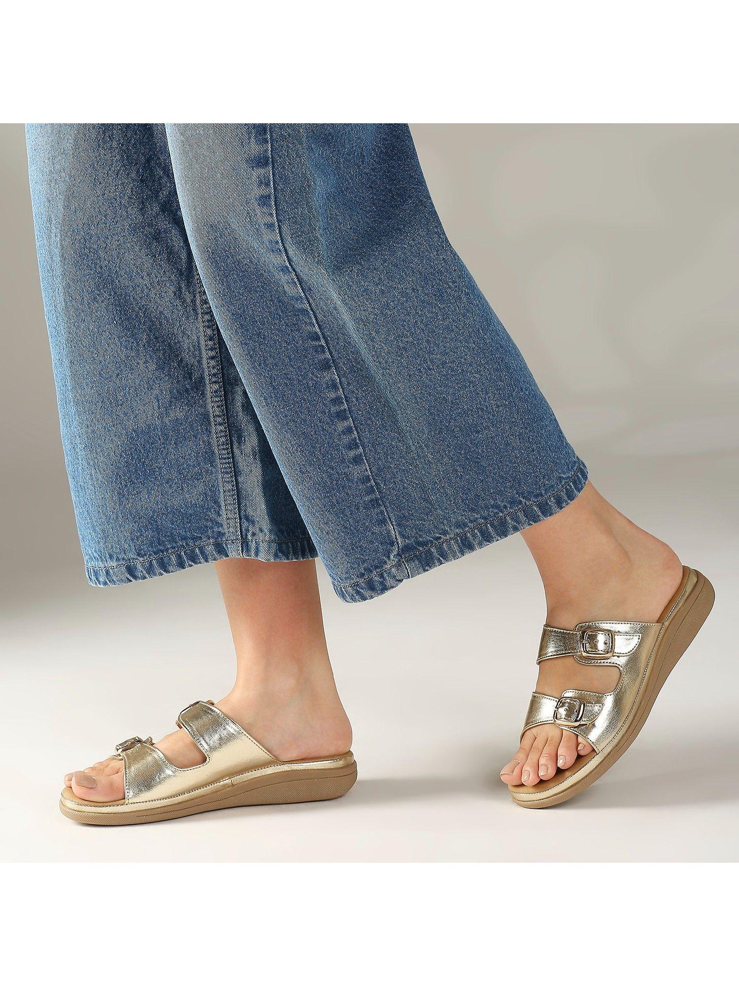 gold casual flatform sandals