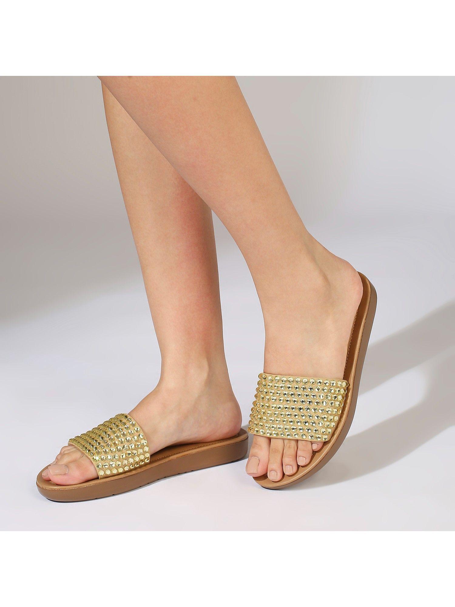 gold casual platform sandals