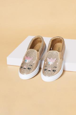 gold cat face upper casual girls casual shoes