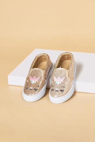 gold cat face upper casual girls casual shoes