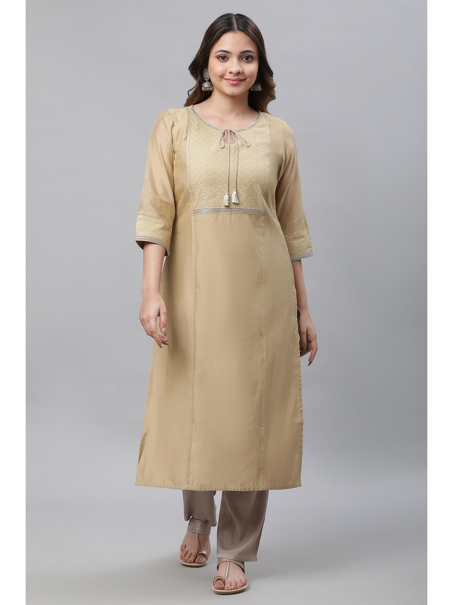 gold chanderi festive kurta