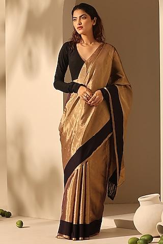 gold chanderi tissue silk handloom saree