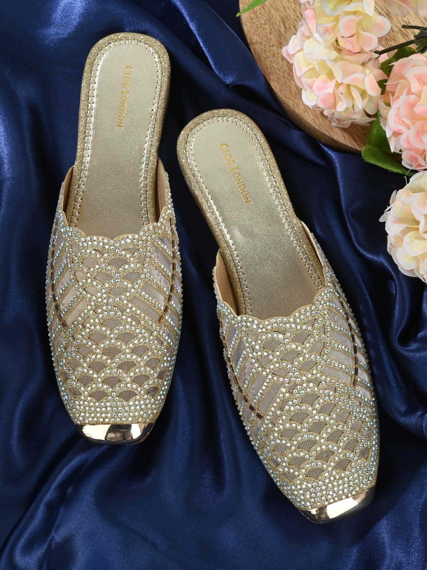 gold comfortable mules