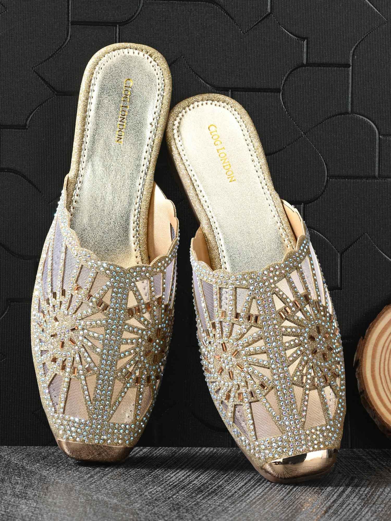 gold comfortable mules