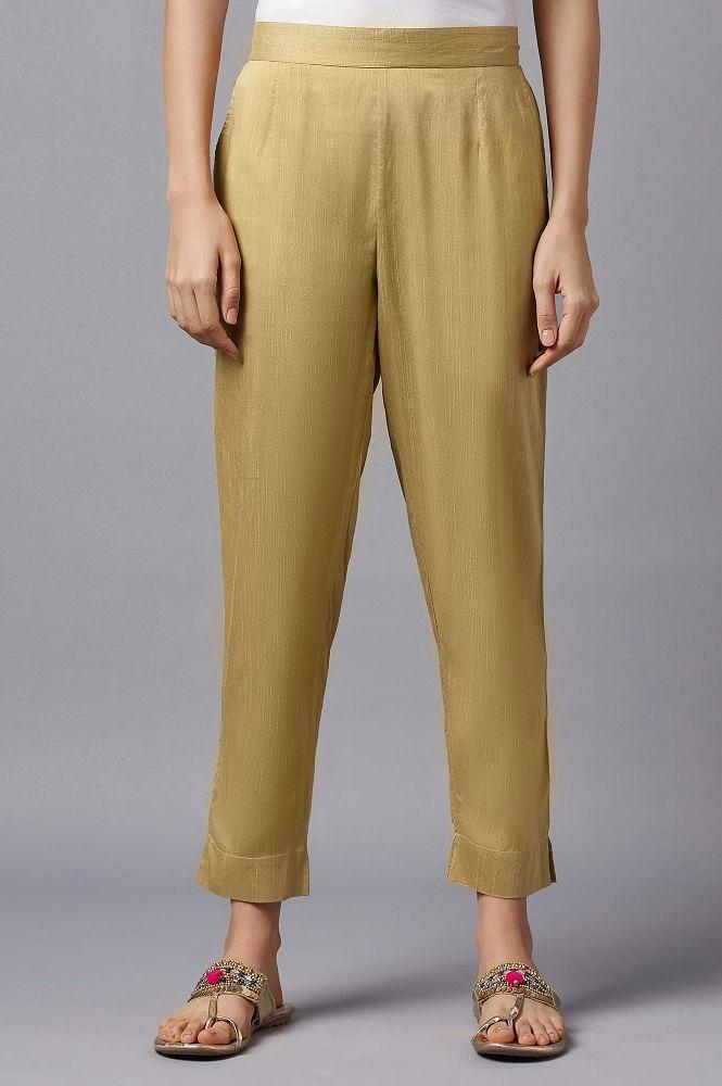 gold cotton flax liva women trousers