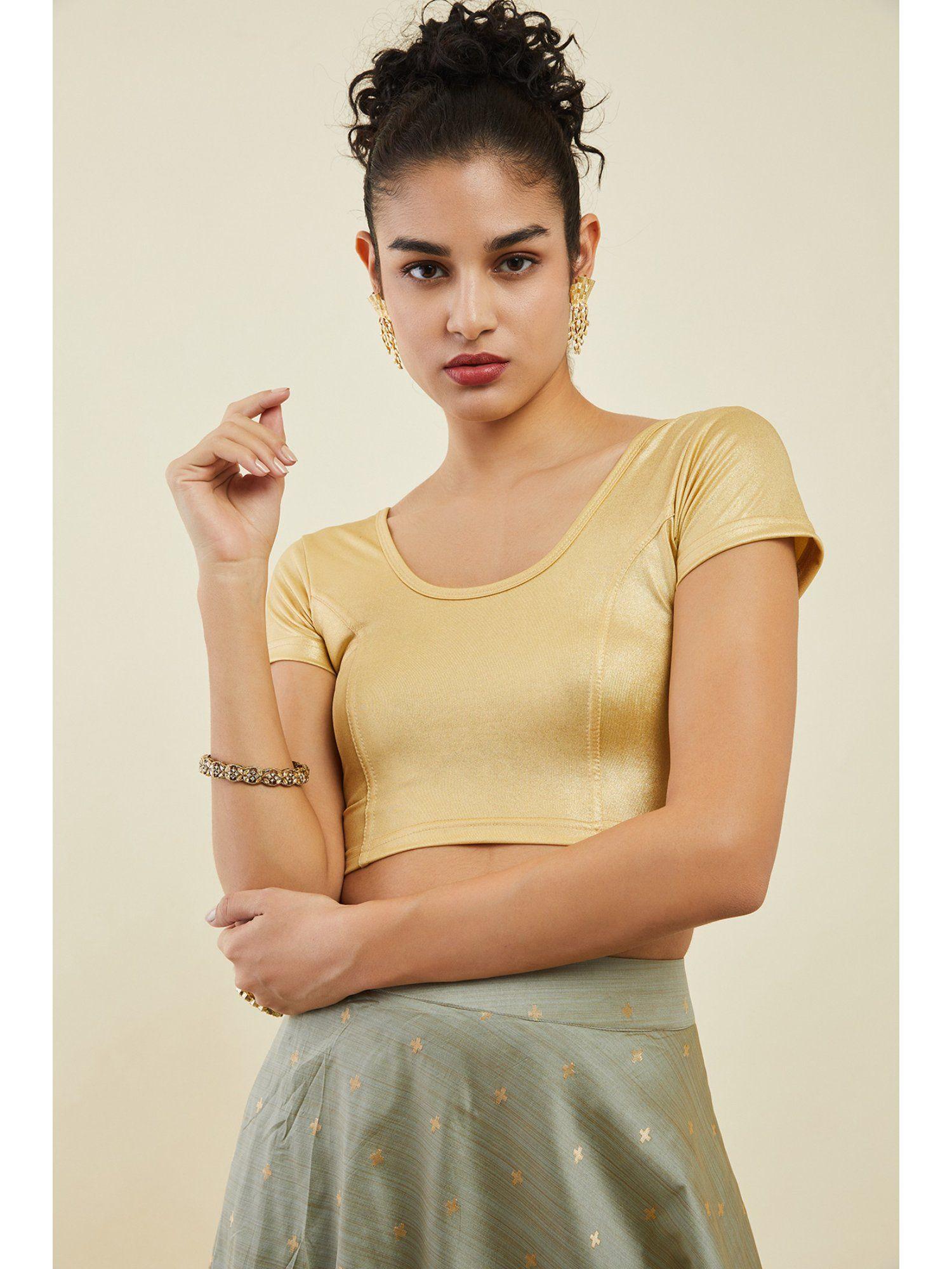 gold cotton spandex prince cut blouse