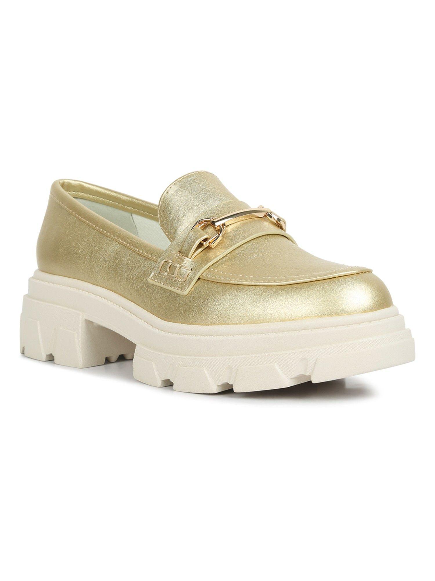 gold darlina metallic block loafers